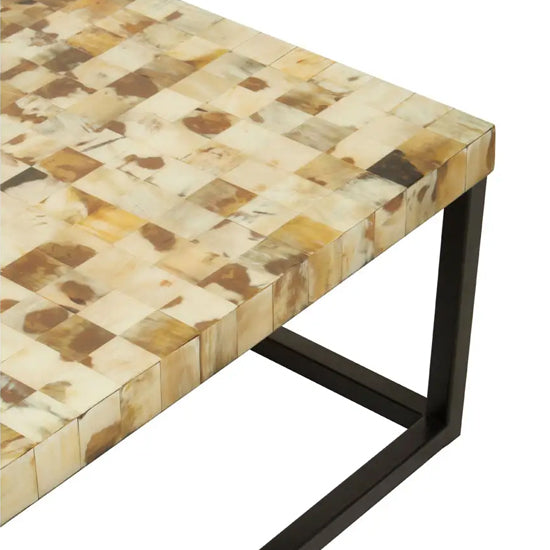 Obra Mother Of Pearl Square Wooden Coffee Table In Cream 