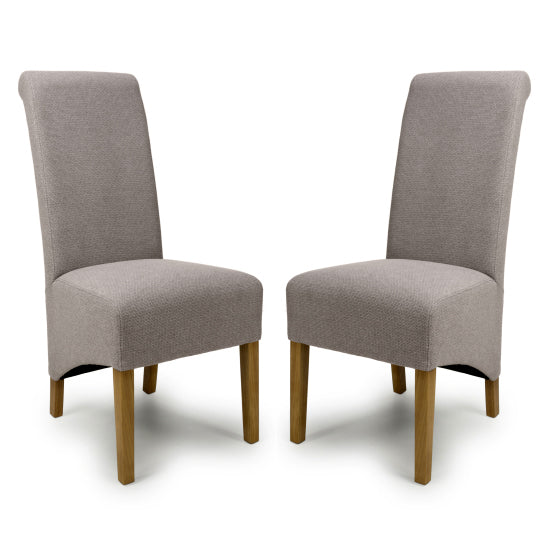 Krista Mocha Weave Fabric Dining Chairs In Pair