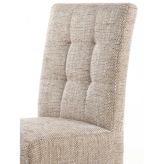 Moseley Oatmeal Stitched Waffle Tweed Dining Chairs In Pair