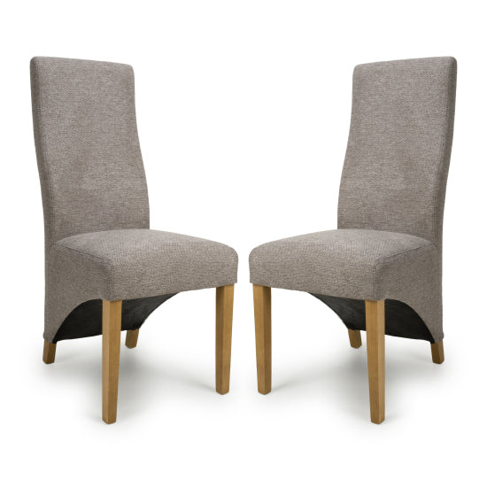 Baxter Mocha Weave Fabric Dining Chairs In Pair