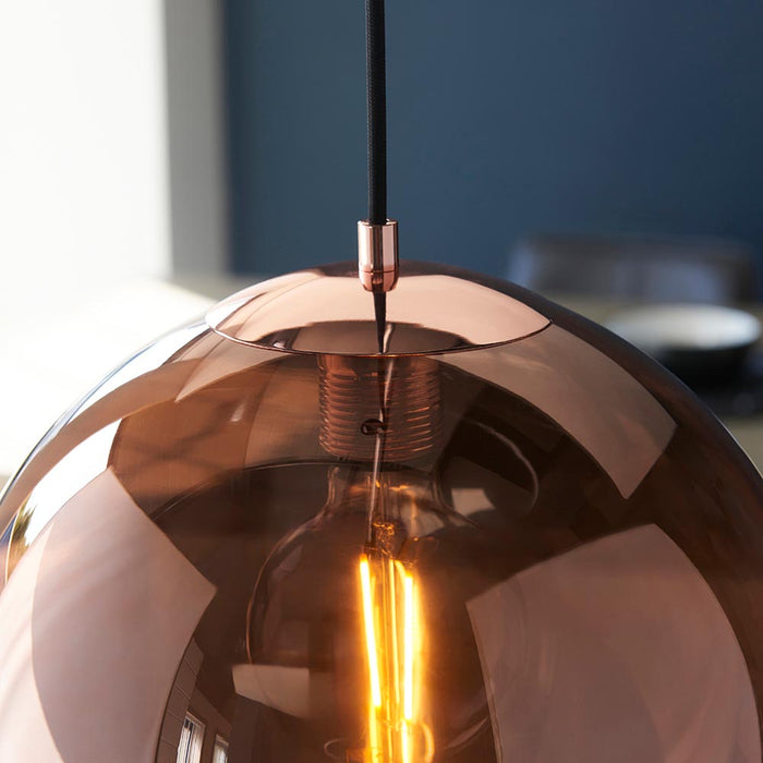 Boli Copper Mirrored Glass Shade Pendant Ceiling Light In Marr Black