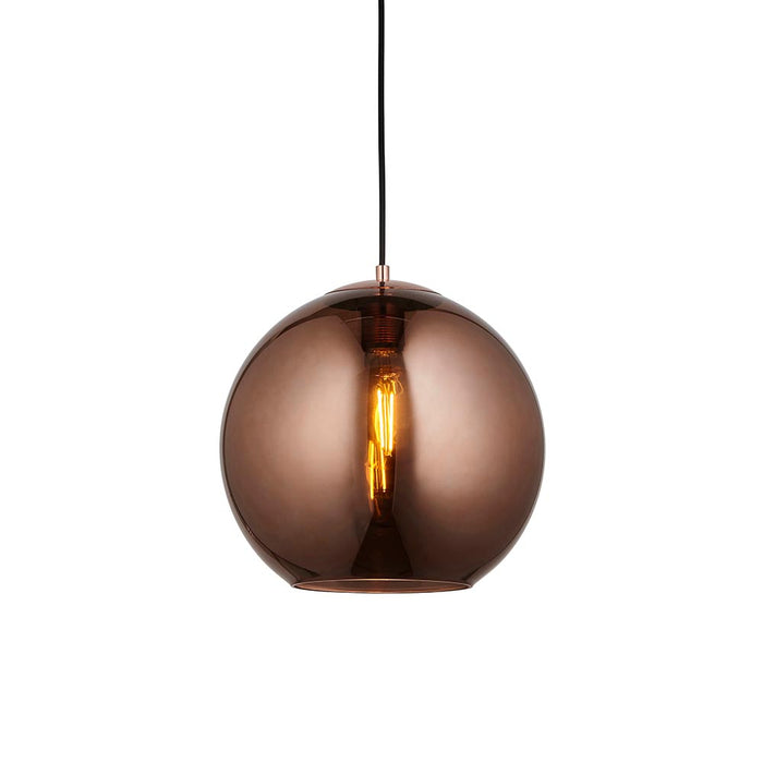 Boli Copper Mirrored Glass Shade Pendant Ceiling Light In Marr Black