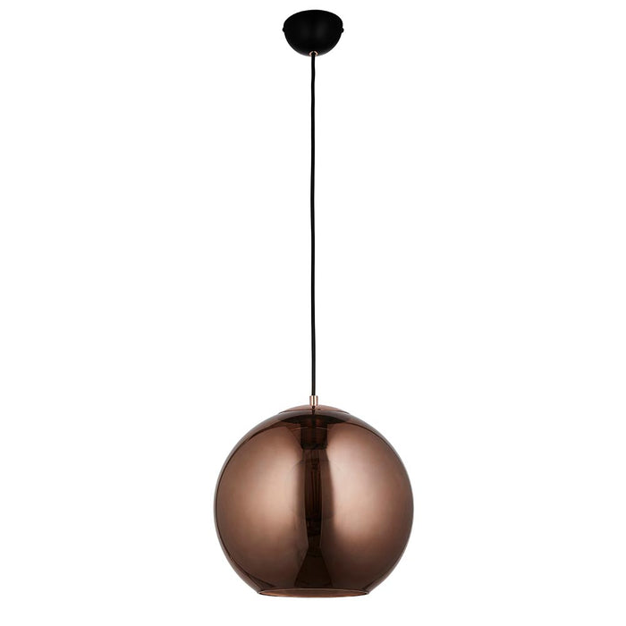 Boli Copper Mirrored Glass Shade Pendant Ceiling Light In Marr Black