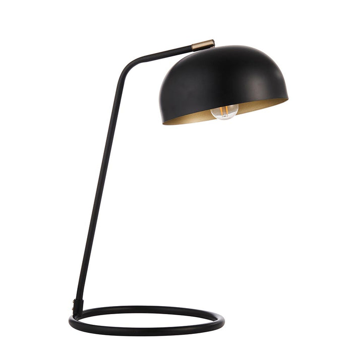 Brair Metal Table Lamp In Matt Black With Antique Brass Plated Details