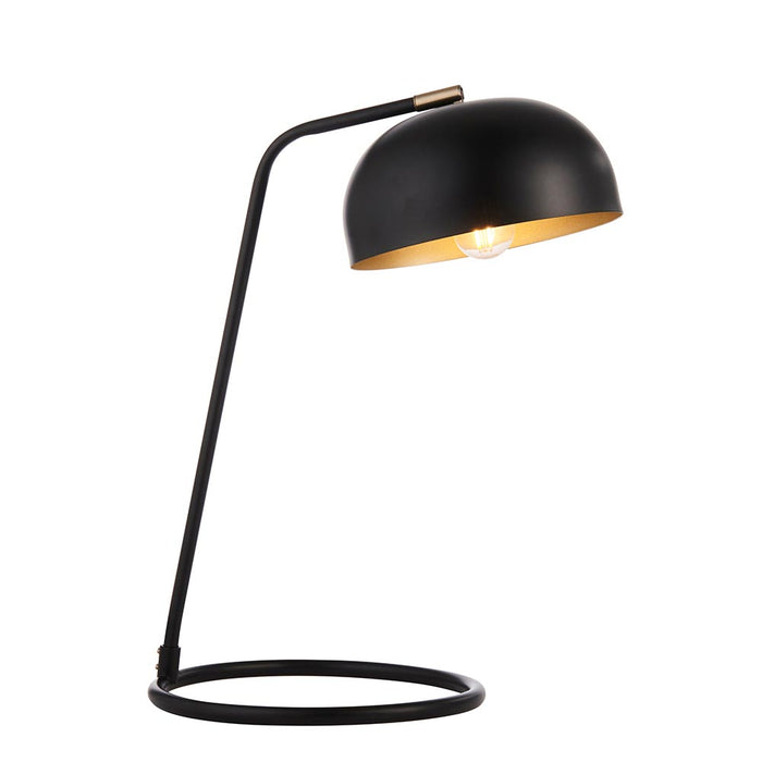 Brair Metal Table Lamp In Matt Black With Antique Brass Plated Details