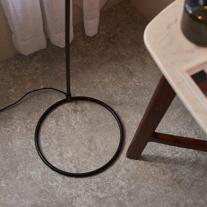 Brair Metal Floor Lamp In Matt Black With Antique Brass Plated Details