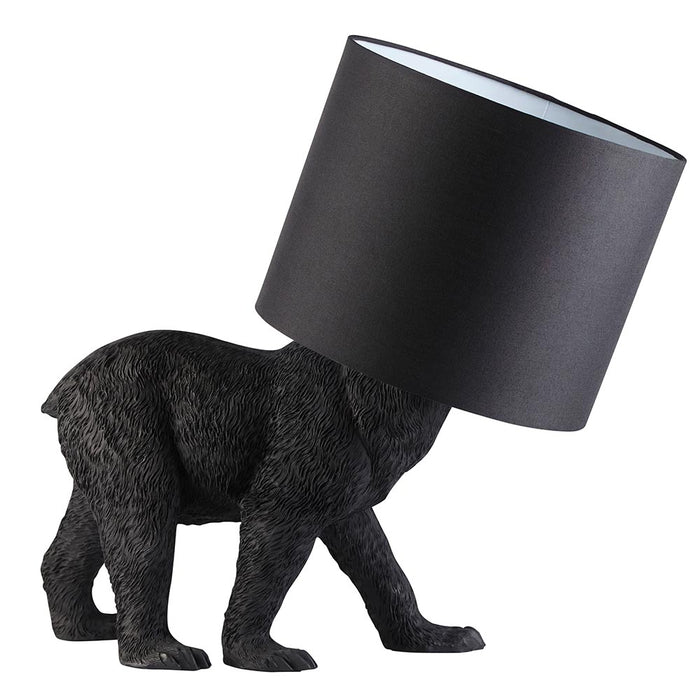 Barack Black Fabric Shade Bear Table Lamp In Matt Black