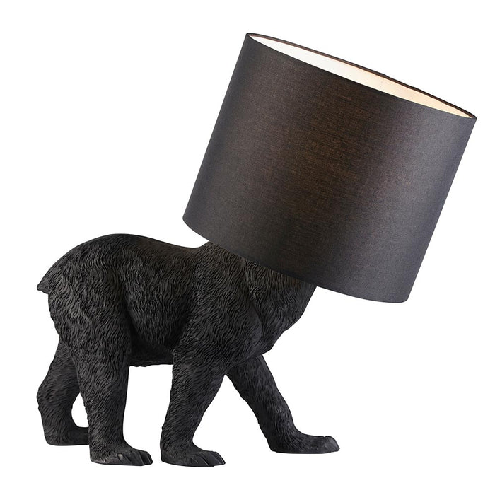 Barack Black Fabric Shade Bear Table Lamp In Matt Black