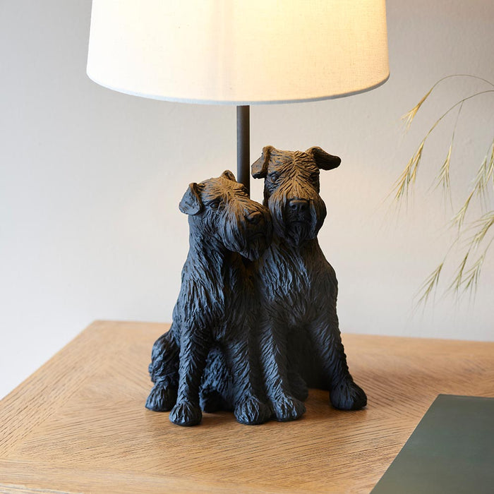 Westie Natural Fabric Shade Table Lamp With Matt Black Base