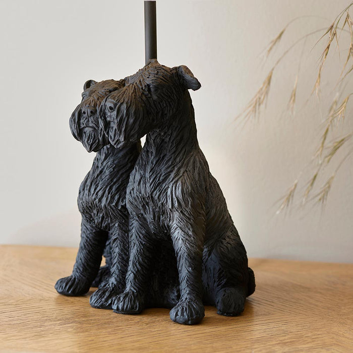 Westie Natural Fabric Shade Table Lamp With Matt Black Base