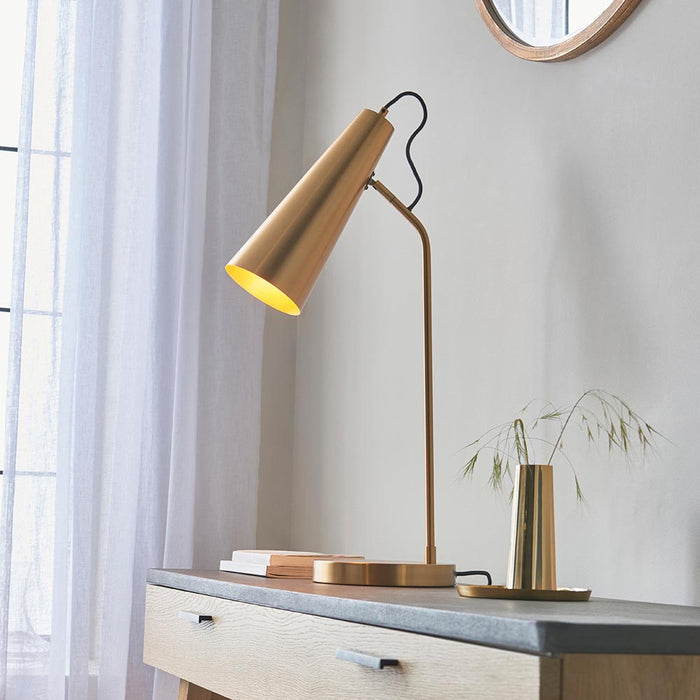 Karna Metal New Task Table Lamp In Antique Brass