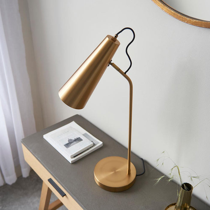 Karna Metal New Task Table Lamp In Antique Brass