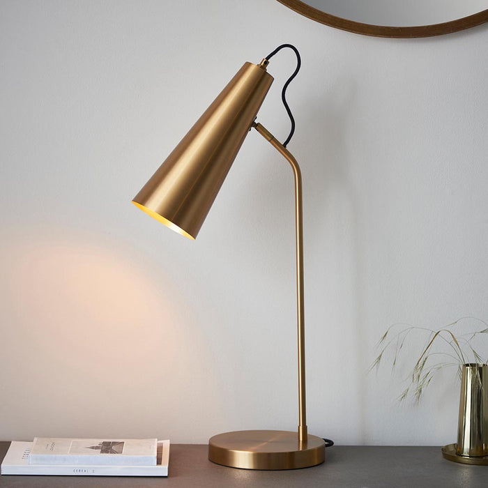 Karna Metal New Task Table Lamp In Antique Brass