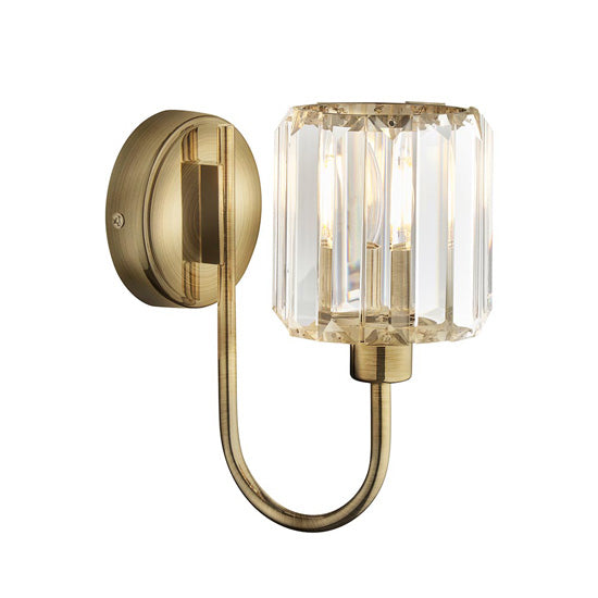 Berenice Clear Glass Shades Wall Light In Antique Brass