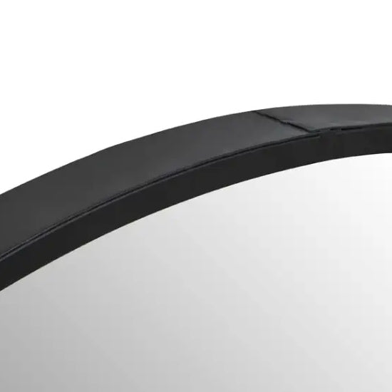 Avento Small Round Wall Mirror In Black Iron Frame