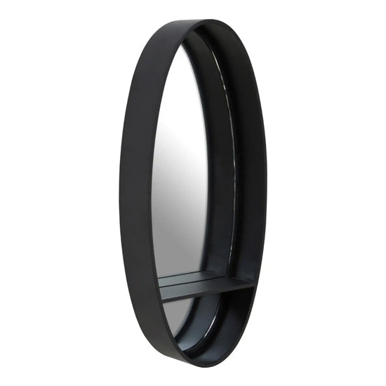 Avento Oval Wall Mirror In Black Iron Frame