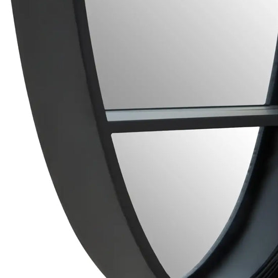 Avento Oval Wall Mirror In Black Iron Frame