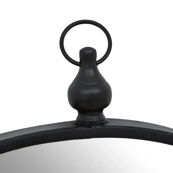 Avento Wall Mirror With Circular Hook In Black Iron Frame