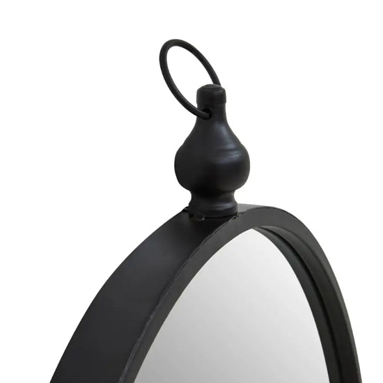 Avento Wall Mirror With Circular Hook In Black Iron Frame