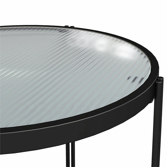 Wainwright Glass End Table Round In Black Oak