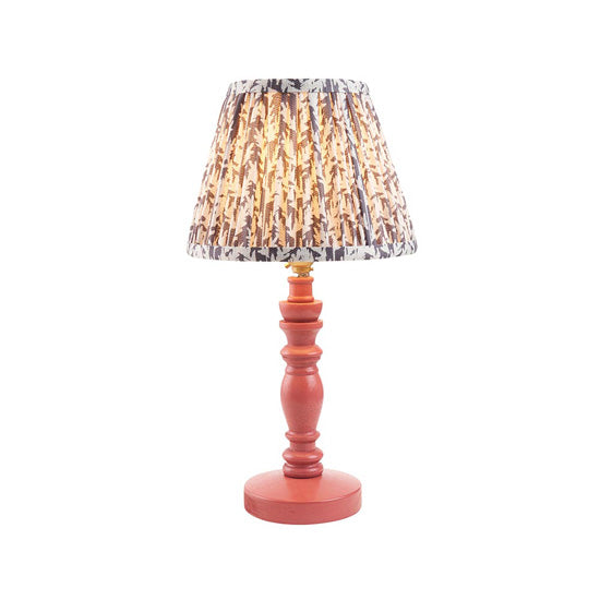 Bibury And Leaf 20cm Pearl Grey Fabric Shade Table Lamp In Satin Pink Clay