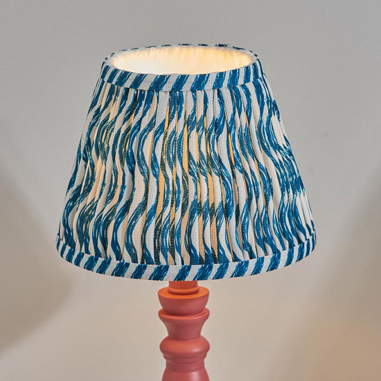 Bibury And Ripple 20cm Marlin Blue Fabric Shade Table Lamp In Satin Pink Clay