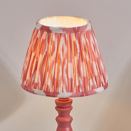 Bibury And Ikat 20cm Coral Pink Fabric Shade Table Lamp In Satin Pink Clay