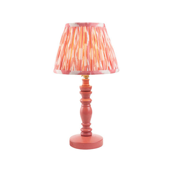 Bibury And Ikat 20cm Coral Pink Fabric Shade Table Lamp In Satin Pink Clay