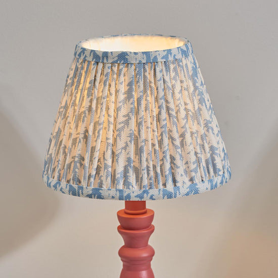 Bibury And Leaf 20cm Shell Bay Blue Fabric Shade Table Lamp In Satin Pink Clay