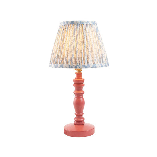 Bibury And Leaf 20cm Shell Bay Blue Fabric Shade Table Lamp In Satin Pink Clay