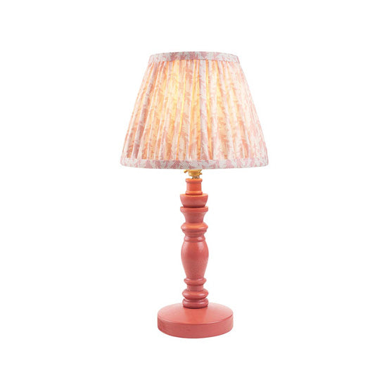 Bibury And Leaf 20cm Peachy Keen Fabric Shade Table Lamp In Satin Pink Clay