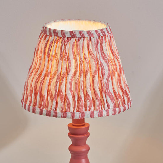 Bibury And Ripple 20cm Coral Pink Fabric Shade Table Lamp In Satin Pink Clay