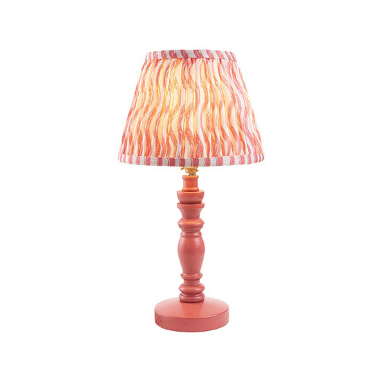 Bibury And Ripple 20cm Coral Pink Fabric Shade Table Lamp In Satin Pink Clay