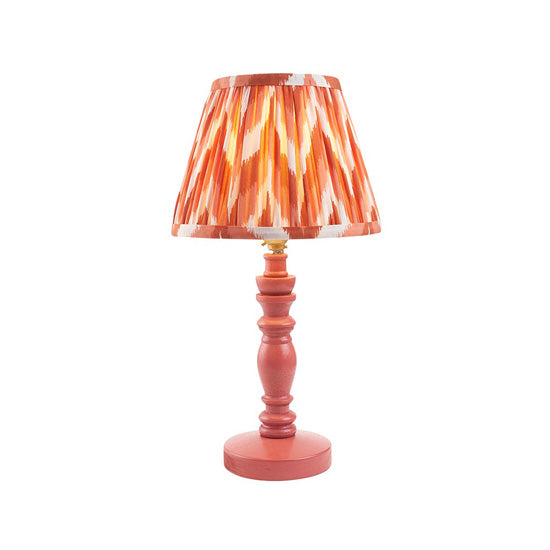 Bibury And Zigzag 20cm Apricot Orange Fabric Shade Table Lamp In Satin Pink Clay