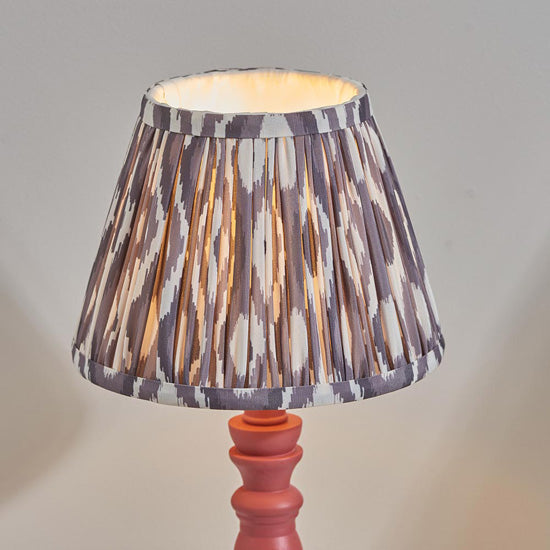 Bibury And Ikat 20cm Pearl Grey Fabric Shade Table Lamp In Satin Pink Clay