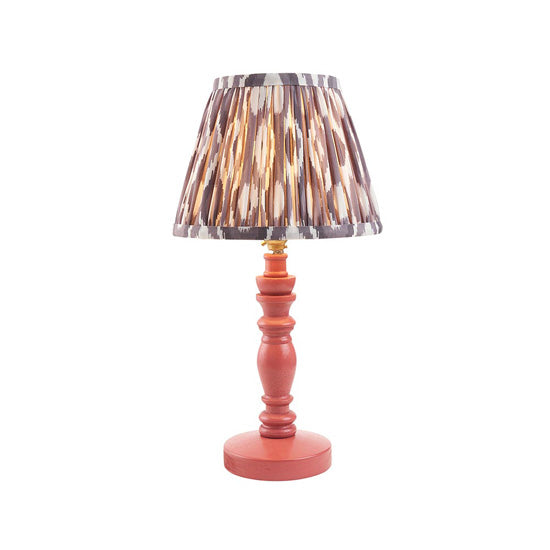 Bibury And Ikat 20cm Pearl Grey Fabric Shade Table Lamp In Satin Pink Clay