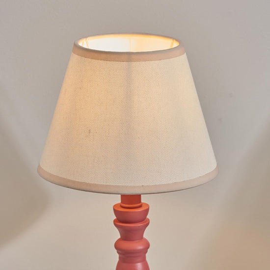 Bibury And Ivy 20cm Vintage White Fabric Shade Table Lamp In Satin Pink Clay