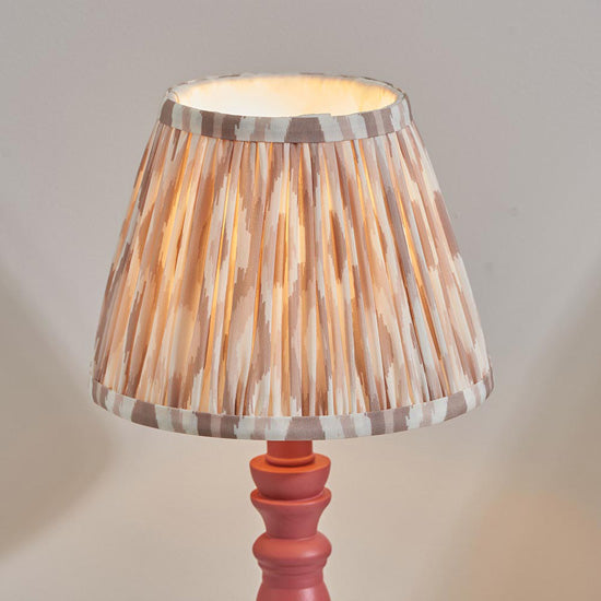 Bibury And Ikat 20cm Neutral Fabric Shade Table Lamp In Satin Pink Clay