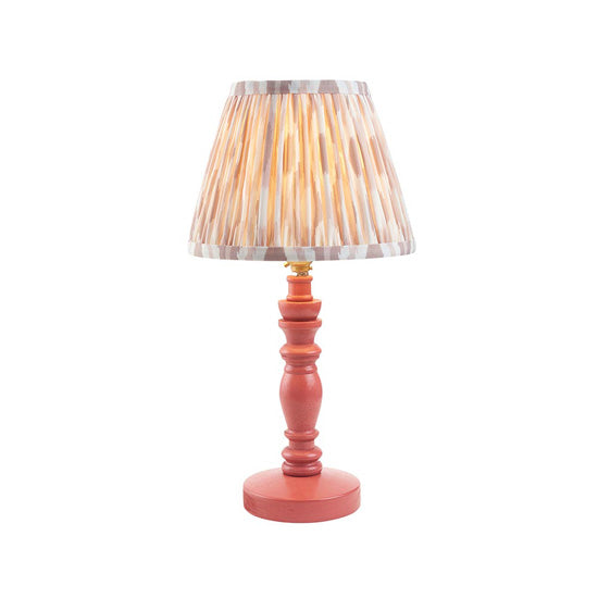 Bibury And Ikat 20cm Neutral Fabric Shade Table Lamp In Satin Pink Clay