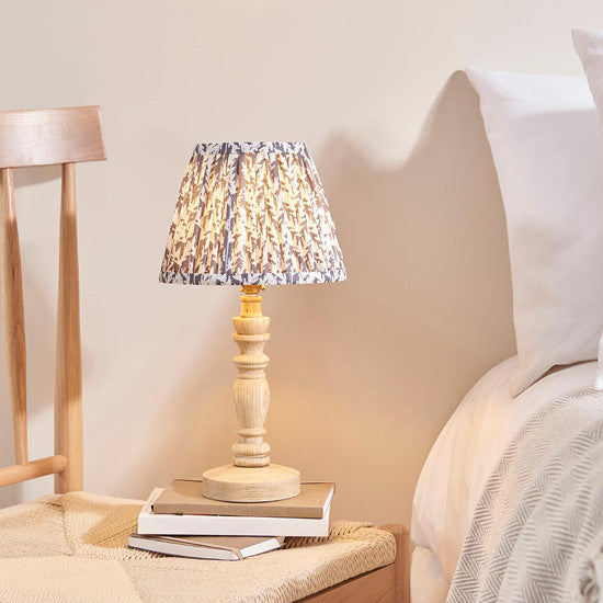 Bibury And Leaf 20cm Pearl Grey Fabric Shade Table Lamp In Natural Ash