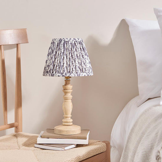 Bibury And Leaf 20cm Pearl Grey Fabric Shade Table Lamp In Natural Ash