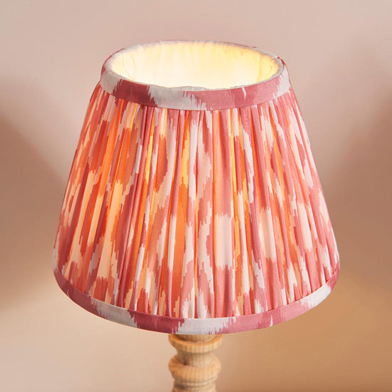 Bibury And Ikat 20cm Coral Pink Fabric Shade Table Lamp In Natural Ash