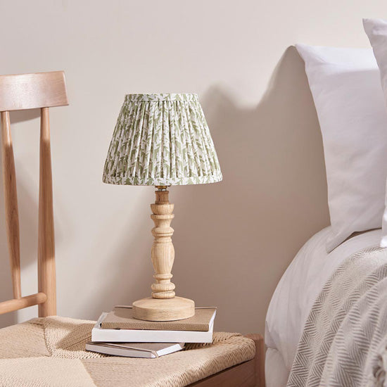 Bibury And Leaf 20cm Herb Garden Green Fabric Shade Table Lamp In Natural Ash