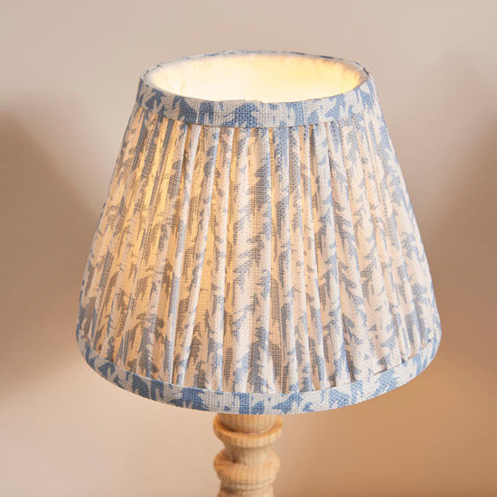 Bibury And Leaf 20cm Shell Bay Blue Fabric Shade Table Lamp In Natural Ash