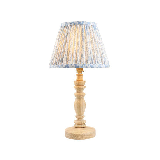 Bibury And Leaf 20cm Shell Bay Blue Fabric Shade Table Lamp In Natural Ash