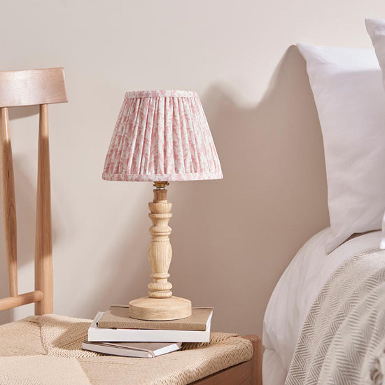 Bibury And Leaf 20cm Peachy Keen Fabric Shade Table Lamp In Natural Ash