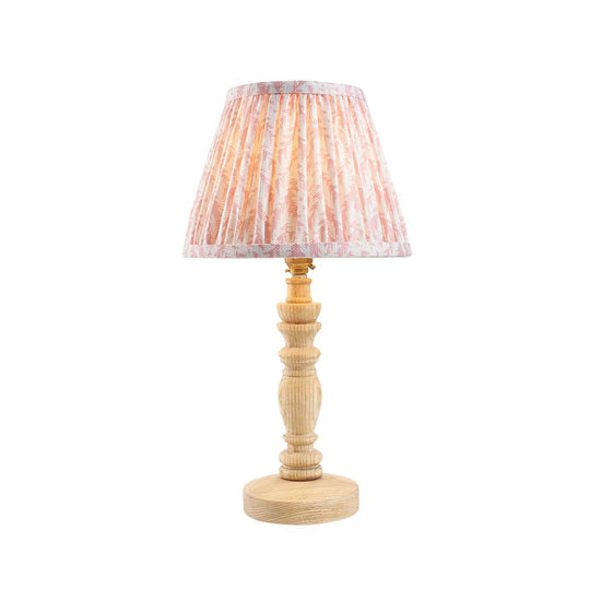 Bibury And Leaf 20cm Peachy Keen Fabric Shade Table Lamp In Natural Ash