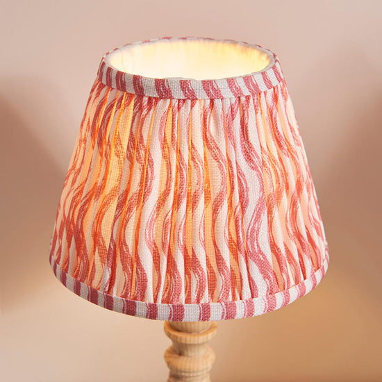 Bibury And Ripple 20cm Coral Pink Fabric Shade Table Lamp In Natural Ash