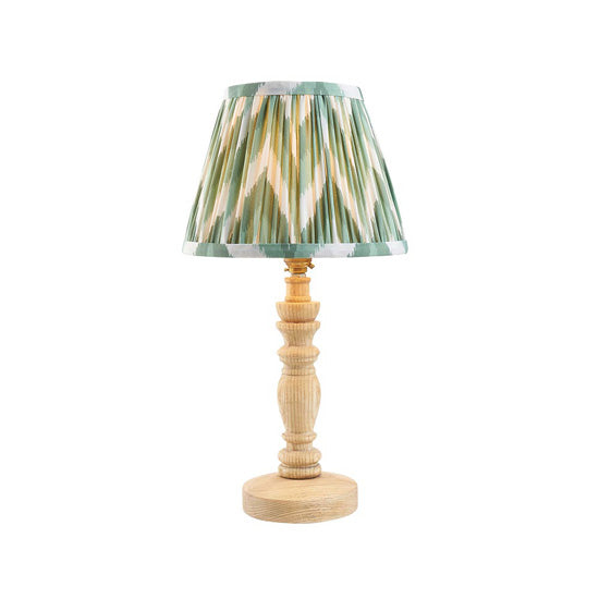 Bibury And Zigzag 20cm Costswold Green Fabric Shade Table Lamp In Natural Ash