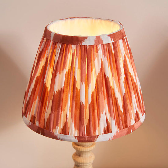 Bibury And Zigzag 20cm Apricot Orange Fabric Shade Table Lamp In Natural Ash